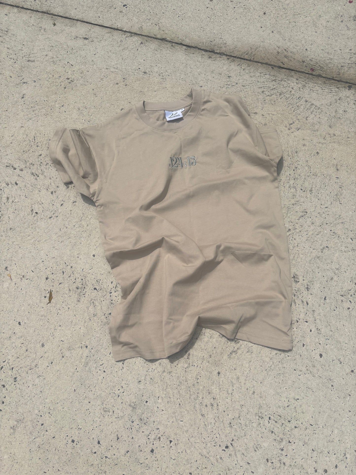 Oversized Tan Embroidered/Print Graphic Tee- My House