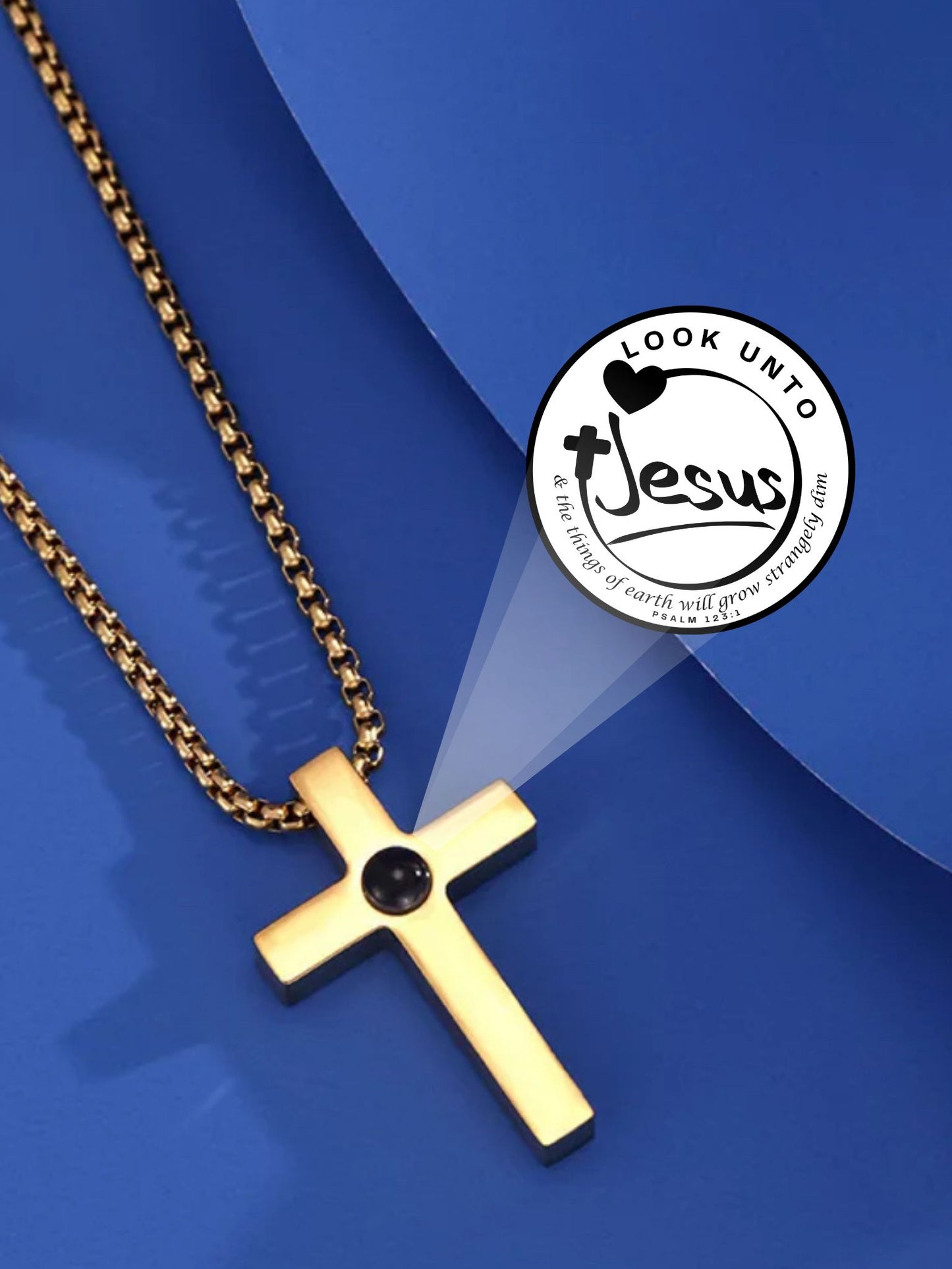 Look Unto Jesus Cross Projection Necklace
