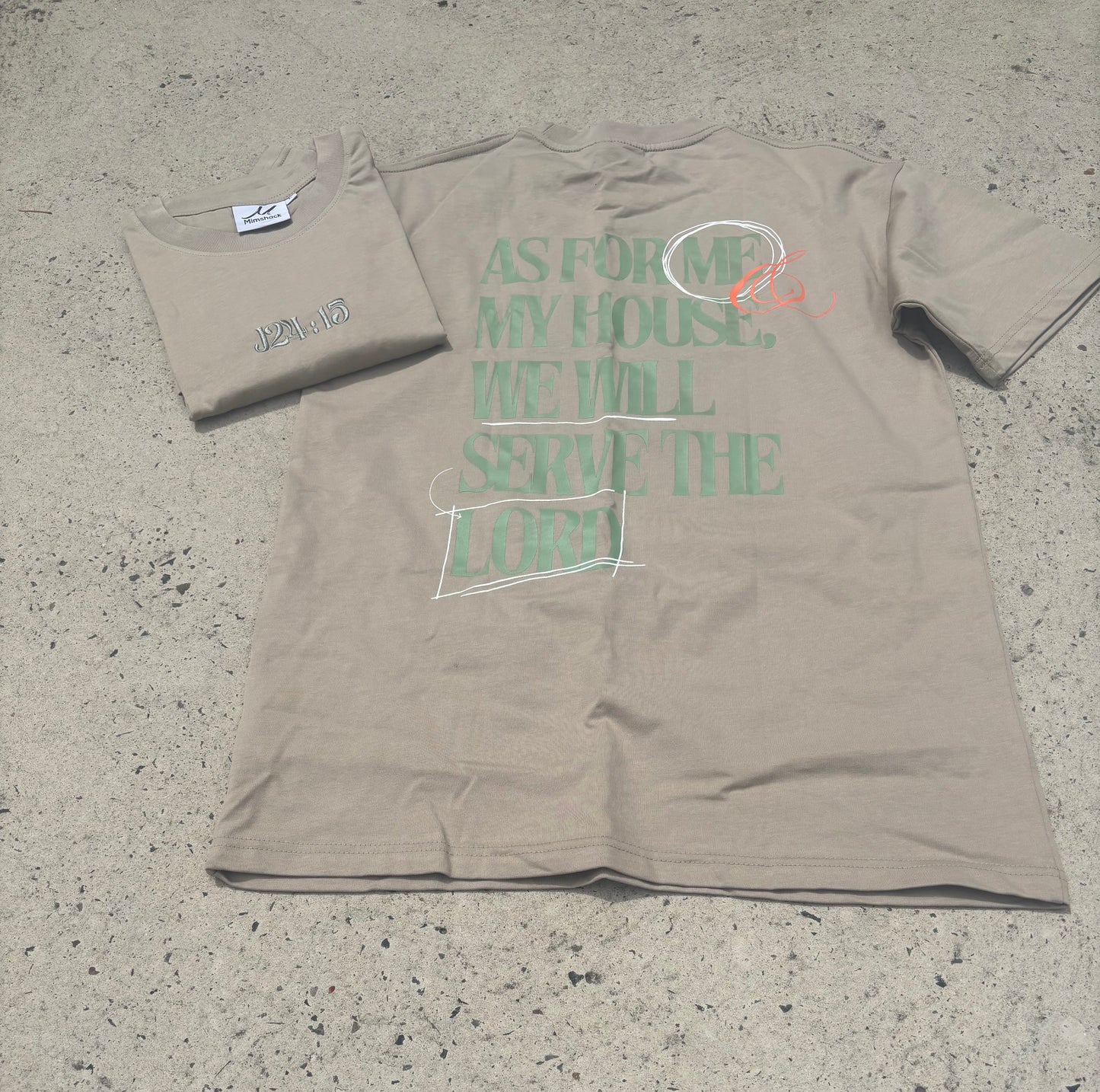 Oversized Tan Embroidered/Print Graphic Tee- My House