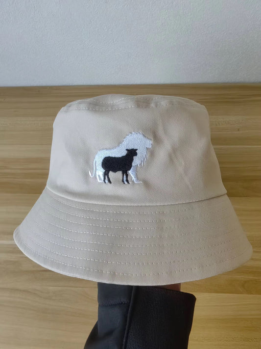 Lion and Lamb Embroidered Bucket Hat