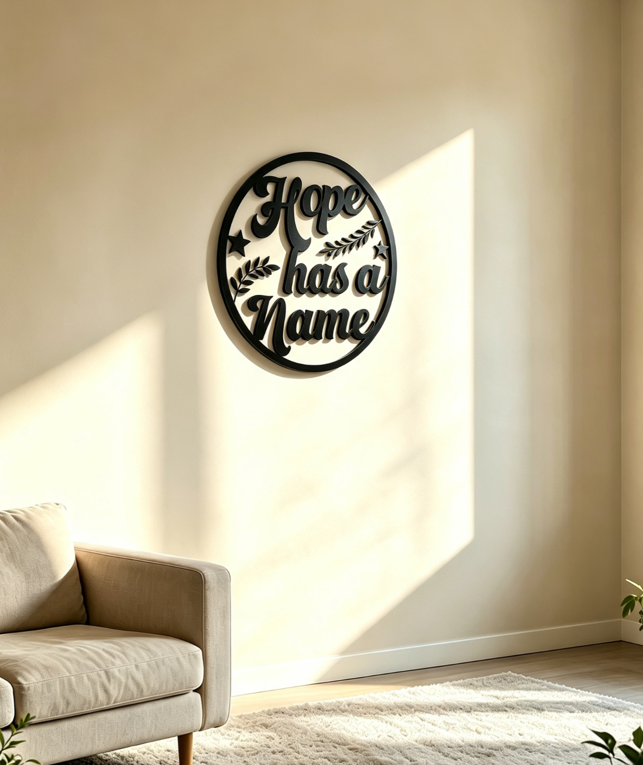 "Hope Has A Name" Metal Wall Art – Black Powder Coated Decor