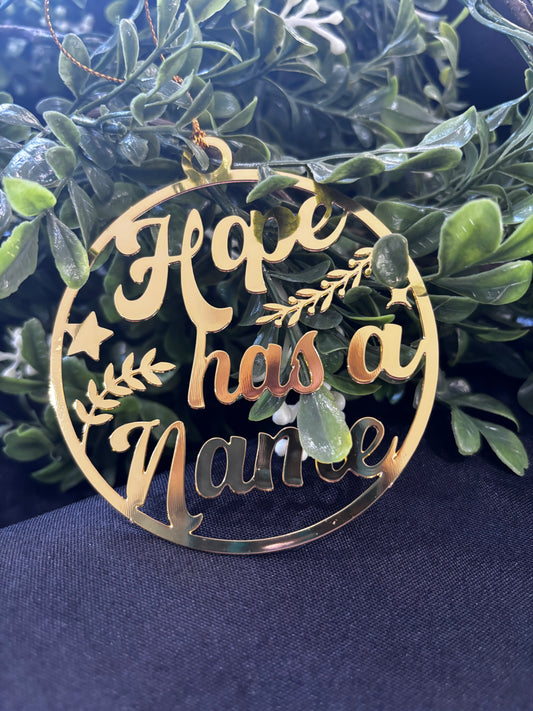 "Hope Has a Name" 3 piece Christmas Ornament Set