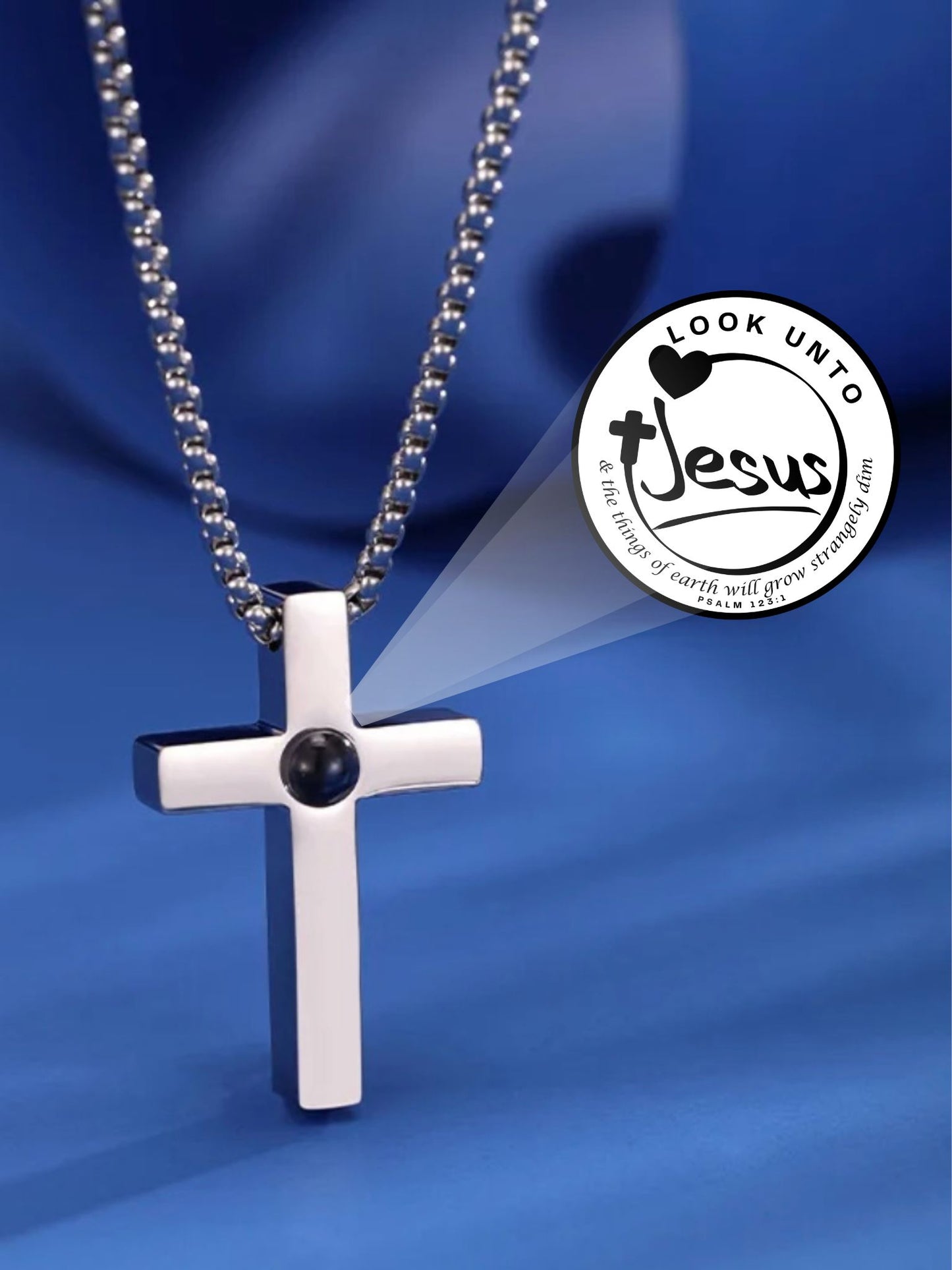 Look Unto Jesus Cross Projection Necklace