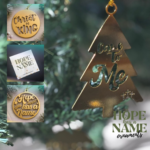 "Hope Has a Name" 3 piece Christmas Ornament Set